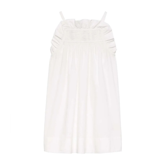 NWT Doen Lynette Cotton Poplin Ruffle Trim Baby Doll Mini Dress Salt - Picture 10 of 10